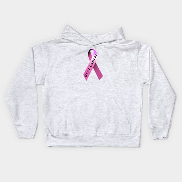 pink breast cancer ribbon Kids Hoodie by DrewskiDesignz